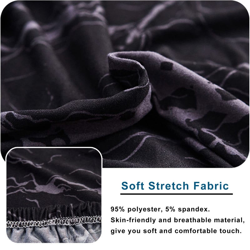 WOMACO Printed Futon Cover Stretch Sofa Bed Slipcovers Full Twin Queen Size Armless Couch Loveseat Protector Covers with Elastic Bottom for Living Room Bedroom Furniture (Black Marble, 63"-75") - Image 3
